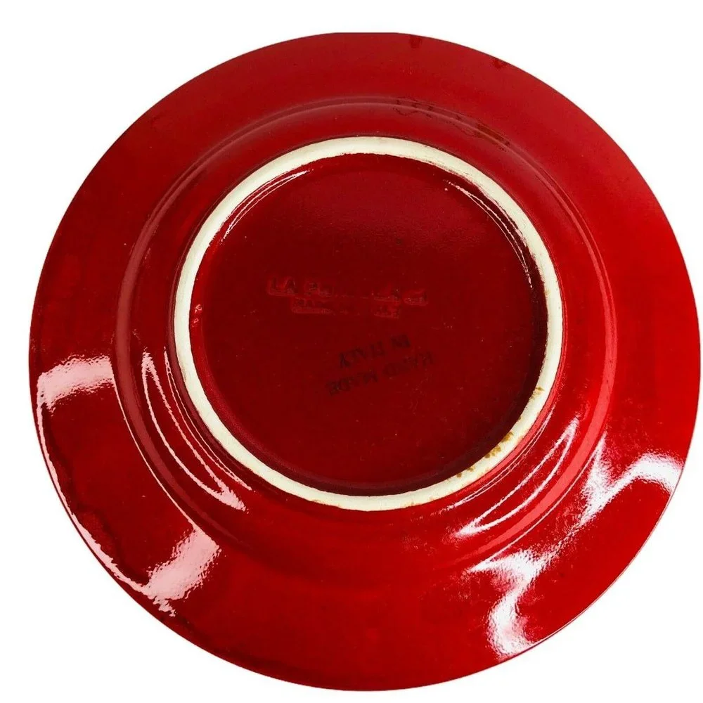 2 La Primula Christmas Snowman Dinner Plates Red & White Made in Italy‎ 10 1/4